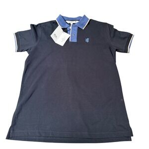 PRINGLE OF SCOTLAND Royal Valley Black Polo Shirt Mens M NWT Stretch Minor Flaw